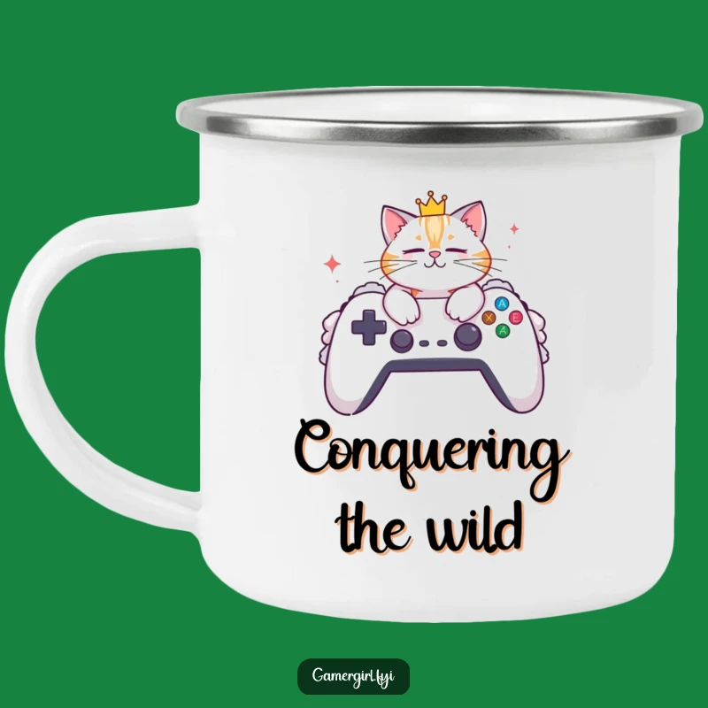 Funny Cat Camping Mug: Royal Comfort for Outdoor Gaming Adventures - Perfect Gift!