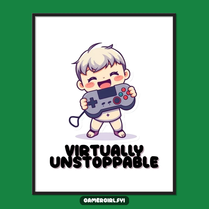 Funny Gaming Art Print - Joyful Figure Controller Digital Design