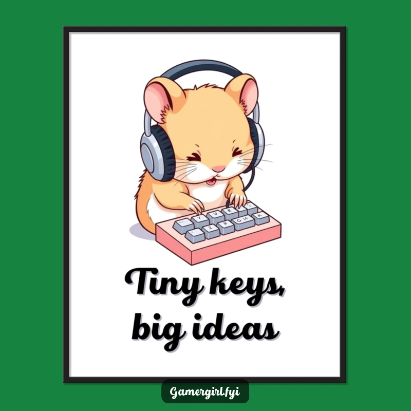 Funny Hamster Typing Digital Art: Instant Hilarious Decor for Your Walls - Unique Gift!