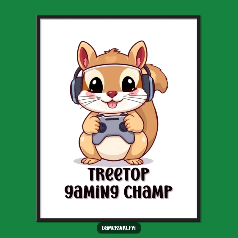 Funny Squirrel Digital Art: Gamer Decor for Your Walls - Instant Hilarious Gift!