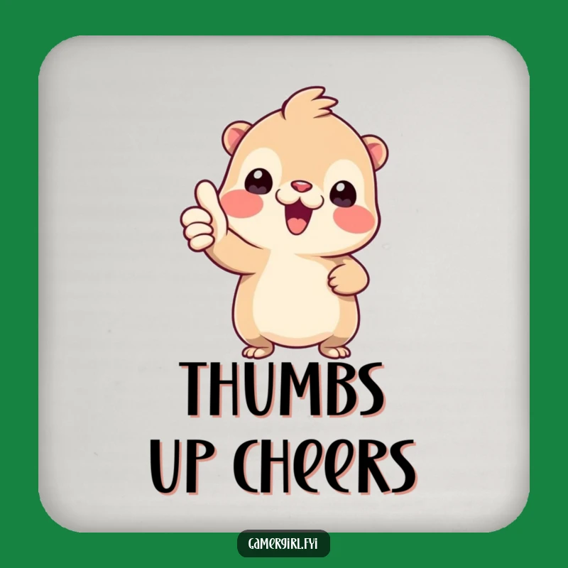 Funny 'Approved!' Drink Coaster - Thumbs-Up Tiny Creature Fun