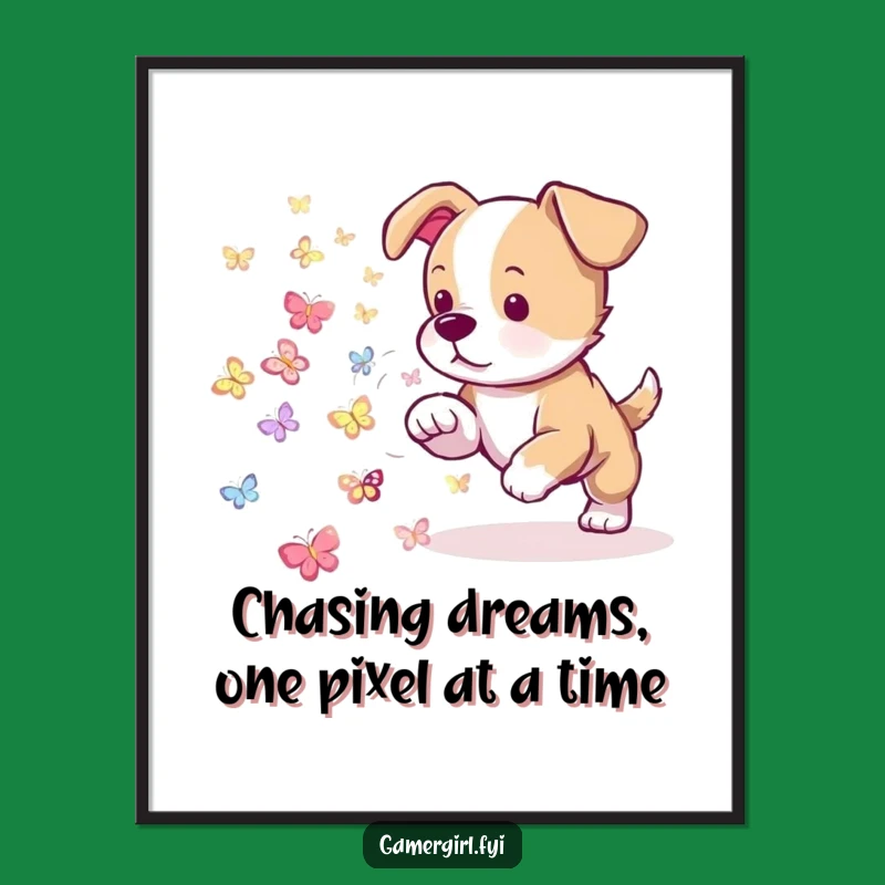 Free Printable Wall Art: Puppy Pixel Herder, Funny Downloadable Decor Gift