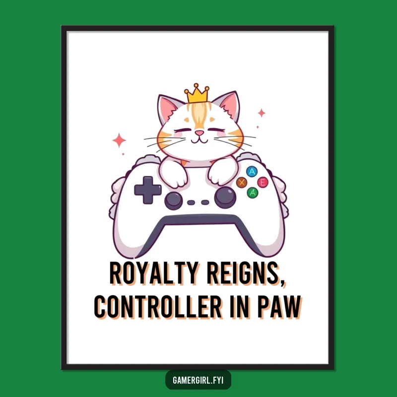 Free Printable Wall Art: Cool Cat Gamer, Funny Downloadable Decor Gift