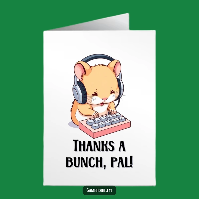 Free Printable Thank You Card: Hamster Typing Gratitude, Downloadable Gift